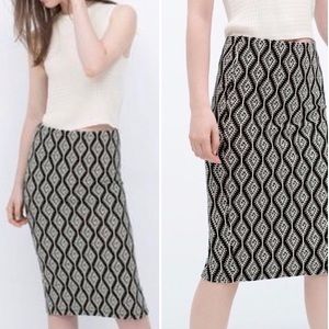 Zara Trafaluc Geo Jacquard Knit Pencil Skirt